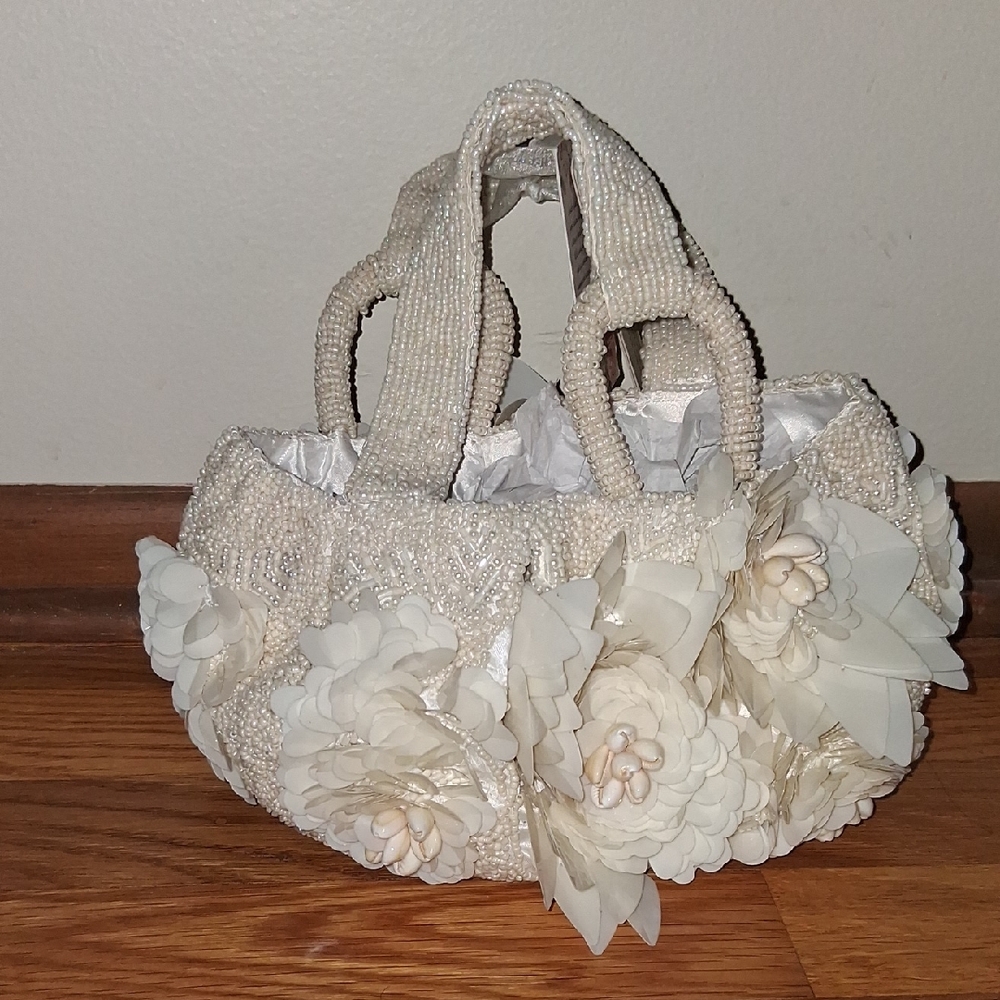 T.J.Maxx Cream Floral Embellished Mini Bag